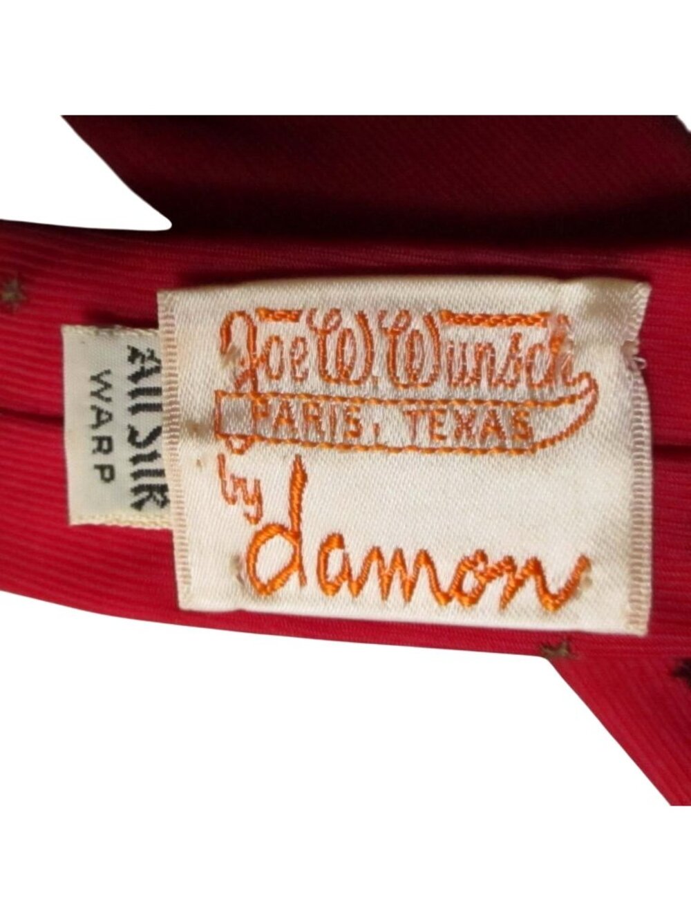 Vintage Necktie Damon Star Patterned Red Silk Tie 1950's Paris Texas 52"